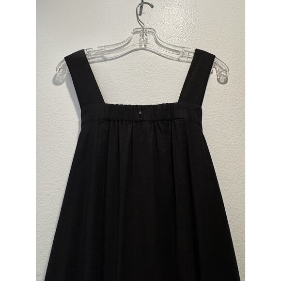 Cuyana Size XS Black Linen Blend MIDI Dress Tie Front Back Pockets Modern Boho - Picture 3 of 9
